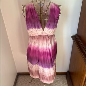 ADAM Adam Lippes Purple Pink Ombre Silk Dress Sleeveless V Neck Size 4